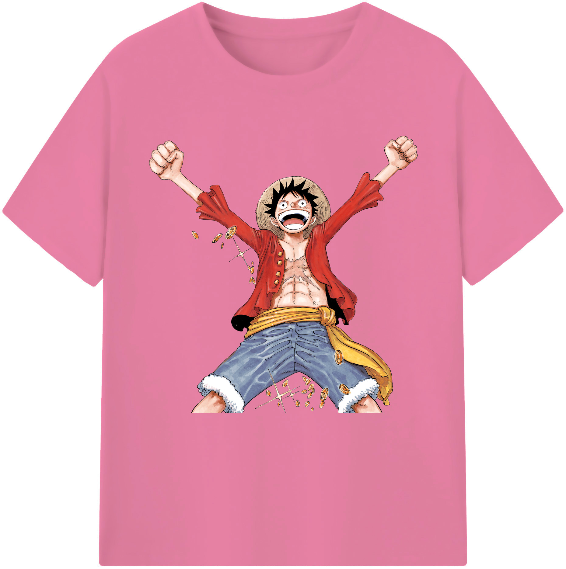 ワンピース モンキー・D・ルフィ ONE PIECE Monkey D. Luffy 綿100％半袖Tシャツ（フロントプリント）